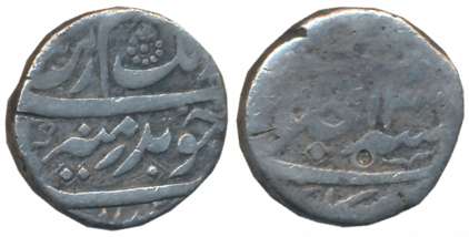 Aurangzeb, Silver 1/2 Rupee, 5.28g, Golkonda Mint, RY 13 (KM# 294.3). Fine.