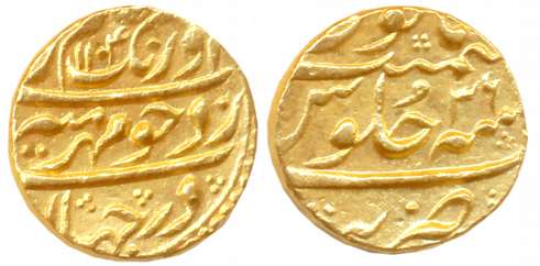 Aurangzeb, Gold Mohur, 11.02g, Tatta Mint, AH 1104/ RY 36 (KM# 315.46). Complete Mint name