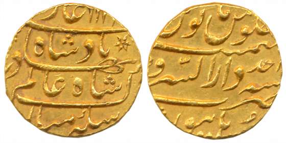 Shah Aalm, Gold Mohur, 11.02g, Dar us Sarur Burhanpur Mint, AH 111(9)/ RY Ahad (KM# 356.3)