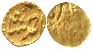 Ahmad Shah, Gold 1/2 Fanam, 0.18g, Karpa Mint (KM# B450.1). Very fine.