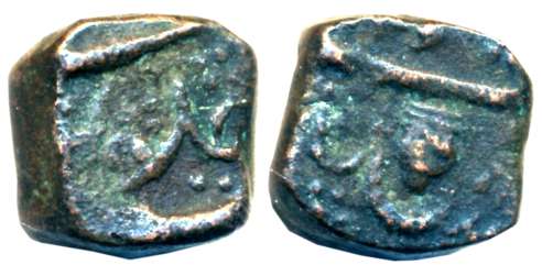 Anonymous Copper Paisa, 18.74g, Obv: Human face with Persian legend, Rev: Mint name in cru