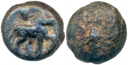Pre Satavahana, Vidarbha, Pauni region, Uninscribed Cast Copper, 5.42g, Obv: Bull walking 