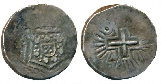 Diu, D. Joao V, Silver Xerafim, 11.78g, Obv: Crowned arms, Rev: Numerals of date in angles