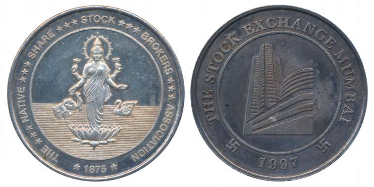 The Native Share & Stock Brokers Association, Silver Medal, 150.04g, Obv: Laxmiji standing