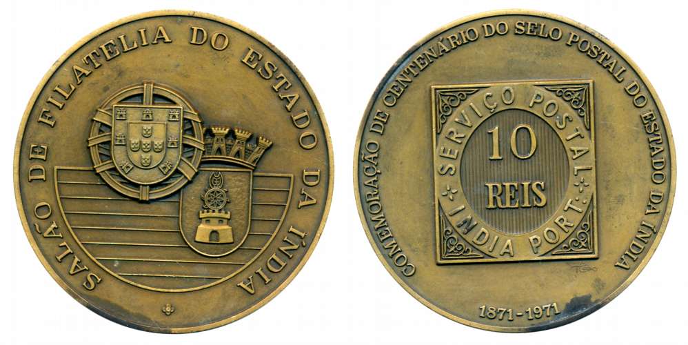 Portuguese, Goa, Bronze Medal, 190.57g, Commemorating 100 years of Indo Portuguese Postal 