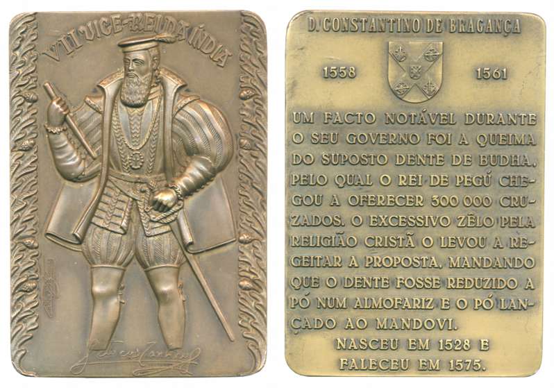 Portuguese- VICEROY Medal, Bronze, 197.71g, Plaque commemorating the 7th Viceroy of India 