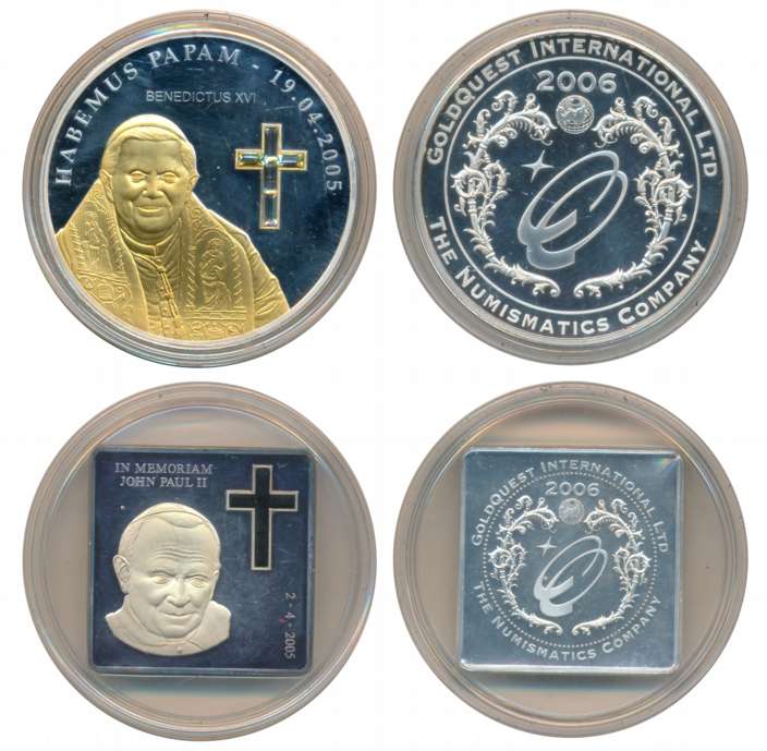 Silver Medallion, Set of 2, Silver 2 oz and 1 oz, 62.2g and 31.1g, Proof Pope Benedict XVI