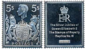 Silver Stamp Replica, 20.10g, Postage Stamp of George VI, issued on the Silver Jubilee of 