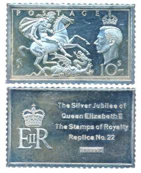 Silver Stamp Replica, 24.15g, Postage Stamp of George VI, issued on the Silver Jubilee of 