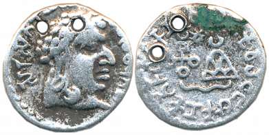 Satavahanas, Vasithiputra Siri Satakani, Silver Drachma, 2.22g, Obv: Bust with curly long 