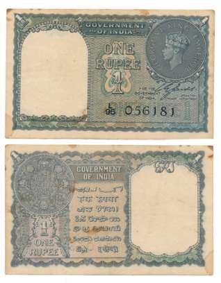 George VI, Rupee 1, 1940, Type 4.1, Signed C.E. Jones, Prefix L/95, Serial number in Black