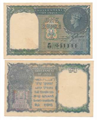 George VI, Rupee 1, 1940, Type 4.1, Signed C.E. Jones, Prefix P/19, Serial number in Black