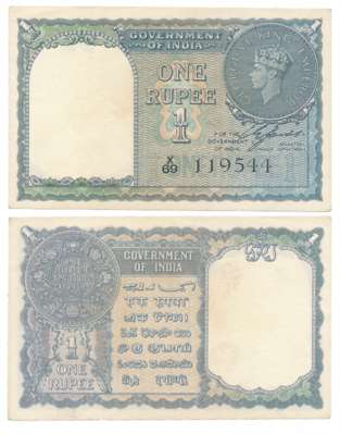 George VI, Rupee 1, 1940, Type 4.1, Signed C.E. Jones, Prefix X/69, Serial number in Black