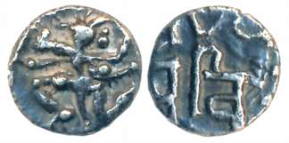 Chalukya / Yadava feudatories in Western Maharashtra, Ekalaveera, Silver Tara, 0.25g, Obv: