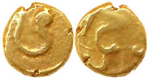 Ghorpade Chiefs of Guty, ‘Subbaraya’, Gold Fanam, 0.36g, possibly of Ramadurg Mint, Obv: S