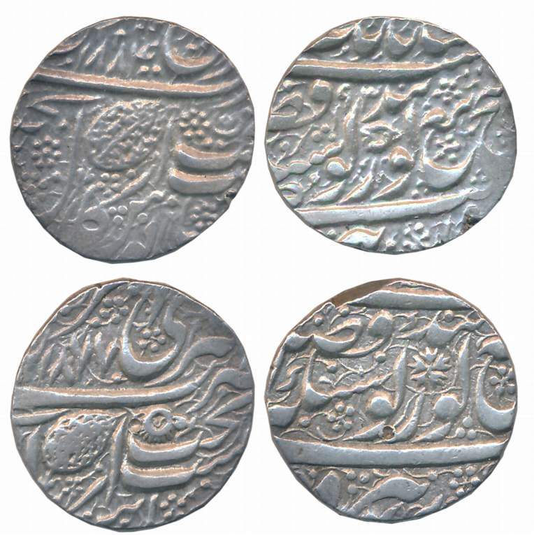 Ranjit Singh, Silver Rupees (2), 11.08g, 11.12g, “Nanakshahi” couplet, Amritsar Mint, VS 1