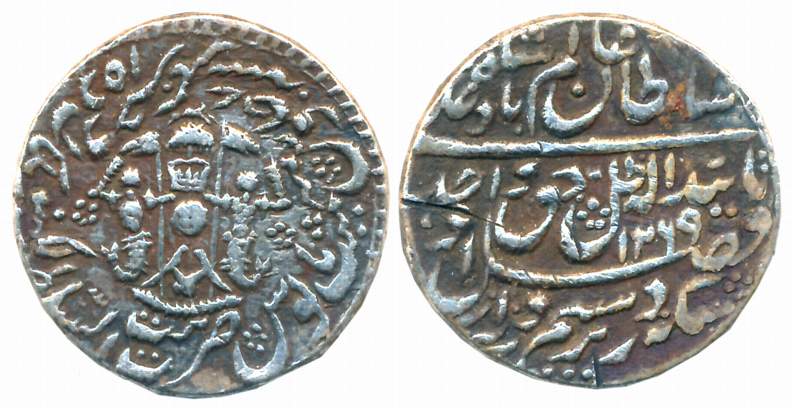 Wajid Ali Shah, Silver Rupee, 11.08g, Mulk Awadh Baitu us Sultanate Lakhnau Mint AH 1269/ 