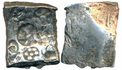 Punch Marked, Attributed to Shakya Janapada, “Narhan Hoard” type, Silver 5 Shana, 6.58g, U
