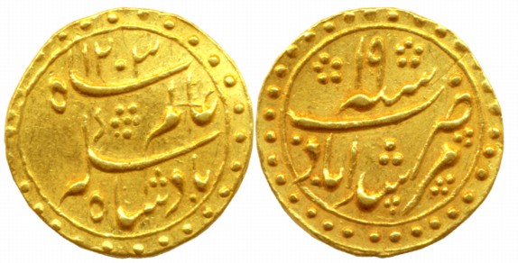 Murshidabad, Gold 1/8 Mohur, 1.53g, struck at the Calcutta Mint, in the name of Shah Alam 