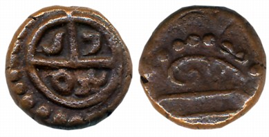 Copper Cash, 0.80g, 1705, Obv: Full date in Bale mark surrounded by beaded circle, Rev: Te