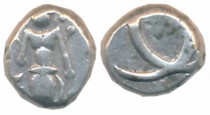 Silver 2 Fanam, 1.83g, Obv: Lord Vishnu, Rev: “C” interlocked (KM# 308). Very fine.