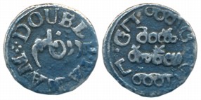 Silver 2 Fanam, 1.73g, 1st Issue, Obv: Value in Persian without plain circle, English lege