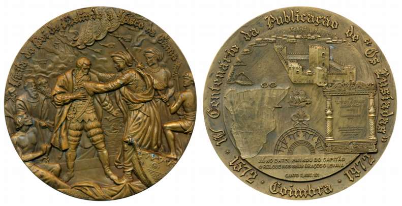 Portuguese, Calicut, Vasco da Gama, Heavy Bronze Medallion Medal, 271.81g,1972, Obv: Scene