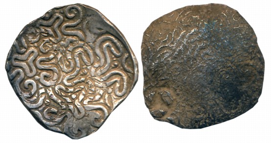 Punch Marked, Attributed to Kuru or Uttar Panchal, Silver Vimsatika, 4.46g, Uniface, Intri