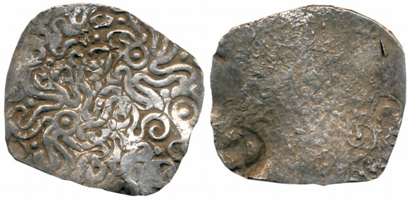 Punch Marked, Attributed to Matsya Janpada, Silver Vimsatika, 4.39g, Uniface, Intricate Ge