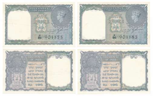 George VI, Rupee 1 (2), 1940, Type 4.1, Signed C.E. Jones, Prefix F/86, Serial numbers in 