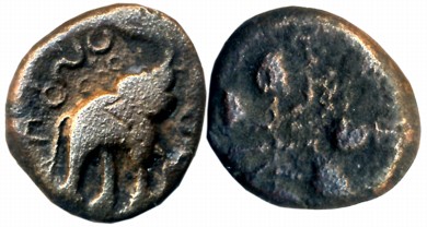 Satavahanas, Sri Satavhana, Copper, 5.27g, Nevasa- Paithan Region, Obv: Elephant walking t