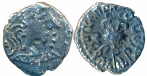 Guptas, Kumar Gupta I, Silver Drachma, 1.86g, Garuda type, Obv: Bust of king facing right,