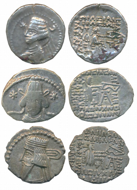 Parthian Empire, Silver Drachmas (3), 4.04g 3.78g, 3.77g, Mithradates III, Ecbatana Mint (