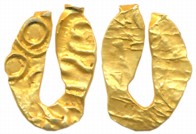 Shilaharas of Karhad, Gold U-Shaped Fanam, 0.53g, Uniface, 3 Punches, 2 X Kannada Shri and