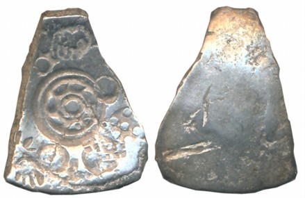 Punch Marked, Attributed to Shakya Janapada, “Narhan Hoard” type, Silver 5 Shana, 6.37g, U