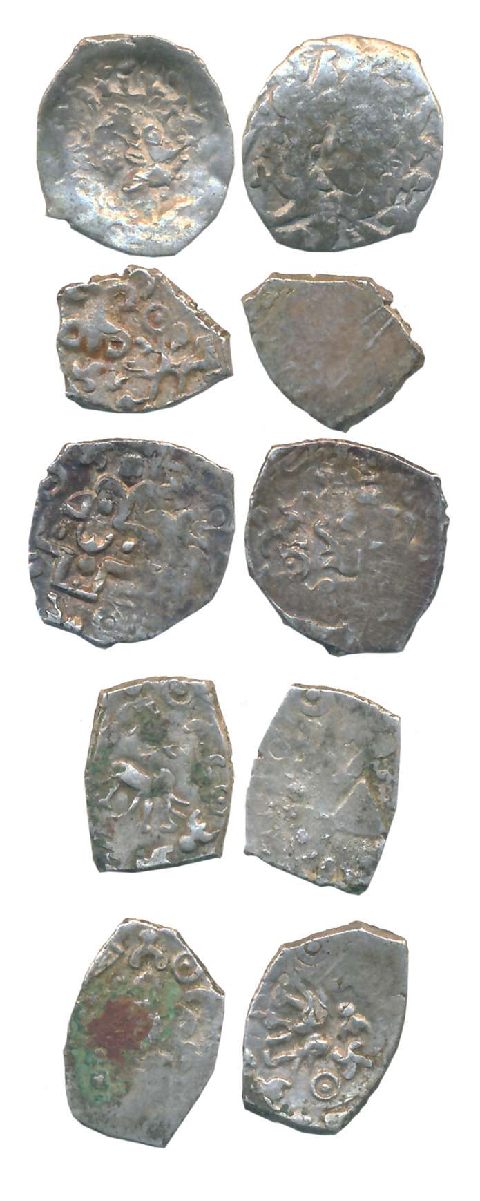 Punch Marked, Attributed to Saurashtra Janapada, Silver 1/4 Karshapana (5), various types.