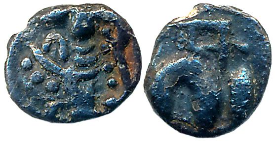 Gangas of Talakadu, Silver Tara, 0.15g. Obv: An ornate Elephant standing, facing right. Re
