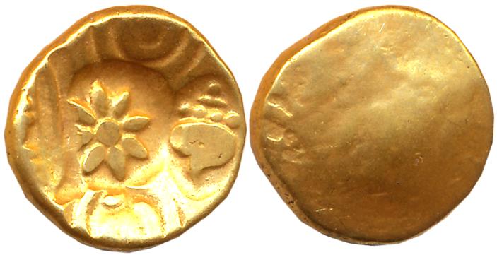 Yadavas of Devagiri, Mahadeva, Punch marked, Gold Gadyan- Padma Tanka, 3.79g, Uniface, Lot