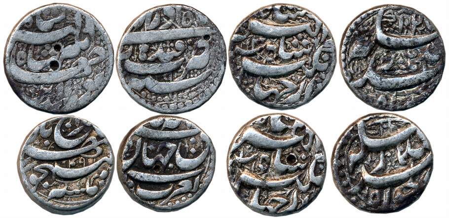 Silver Rupees (4), 11.07g, 11.25g, 11.26g, Akbar, “So called rebellion issue”, Allahabad M