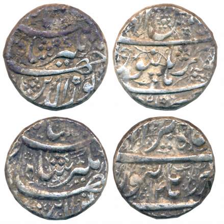 Jahangir, Silver Rupees (2), 11.45g, 11.44g, “Nur ud din” type, Burhanpur Mint, Ilahi Mont
