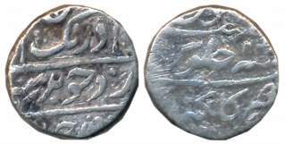 Aurangzeb, Silver 1/4 Rupee, 2.72g, Golkonda Mint, RY 24 (KM# 293.1). Fine+.