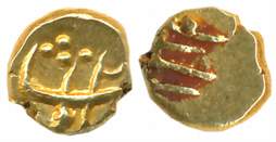 Shah Alam, Gold Fanam, 0.38g, Balapur Mint. Very fine+.