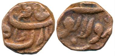 Shah Alam, Copper, 1/2 Paisa, 6.08g, Sholapur Mint (KM# A339.3). Very fine.