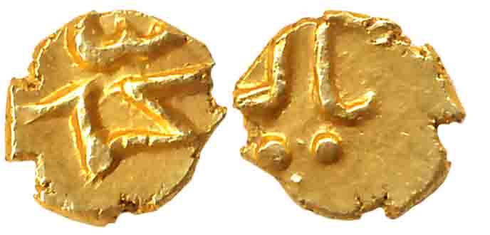 Muhammad Shah, Gold Fanam, 0.36g, Balapur Mint. Very fine+.