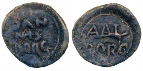 Christian IV, Lead Cash, 5.06g, Obv: DAN/NIS/BORG in three lines, Rev: AAL/BORG in two lin