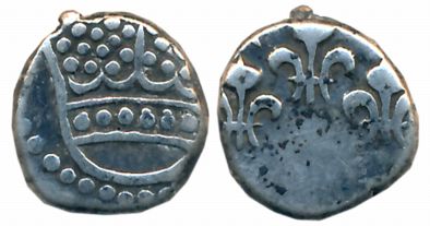 Silver Fanon, 1.48g, Obv: Fleur de lis, Rev: Pearled crown (KM# 44). Little flatness on ob