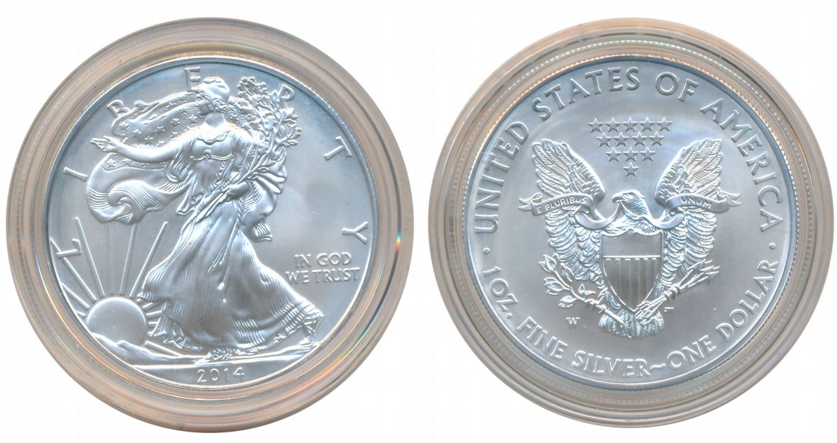 United States of America, Silver Liberty One Dollar, 31.10g, 2014, Obv: Walking Liberty, R