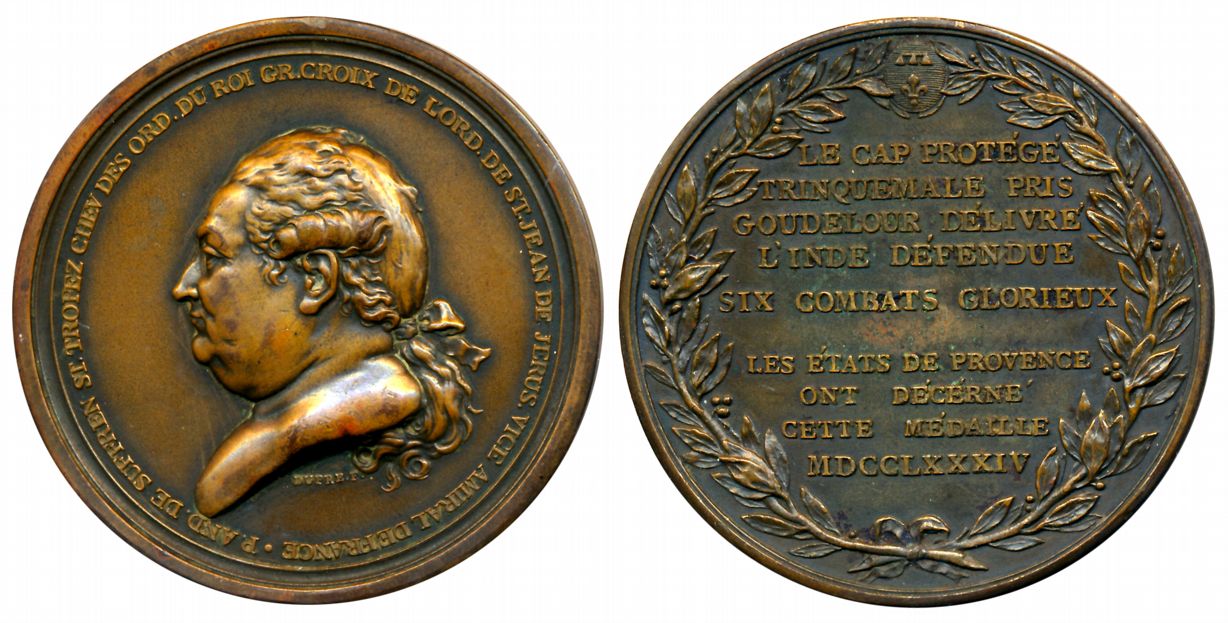 France, Vice-Admiral Pierre André de Suffren, by Augustin Dupré, Bronze Medal, 67.25g, 178