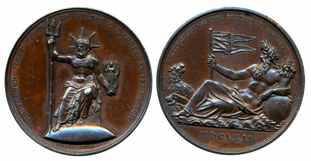 George III, Settlement of the British at Bombay, Copper Medal, 39.37g, 1804, Obv: Neptune 
