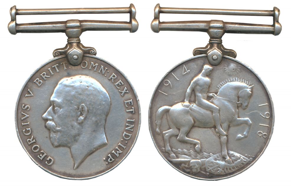 George V, Silver, 34.00g, British War Medal, 1914-1918, ‘1402, SSVT. CHANDRA RAM, 104 RFLS